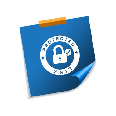 Korunan bağlantı mavi yapışkan notlar