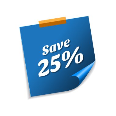 25 yüzde mavi yapışkan notlar kaydetmek