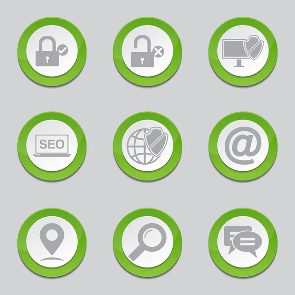 SEO Internet Sign Green Button Icons — Stock Vector