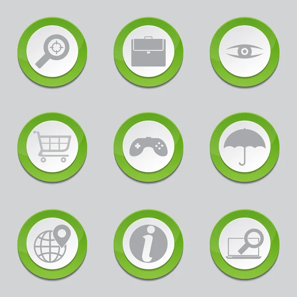 SEO Internet Sign Green Button Icons — Stock Vector