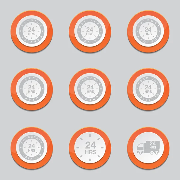 24 Stunden Service orange Taste Symbole — Stockvektor