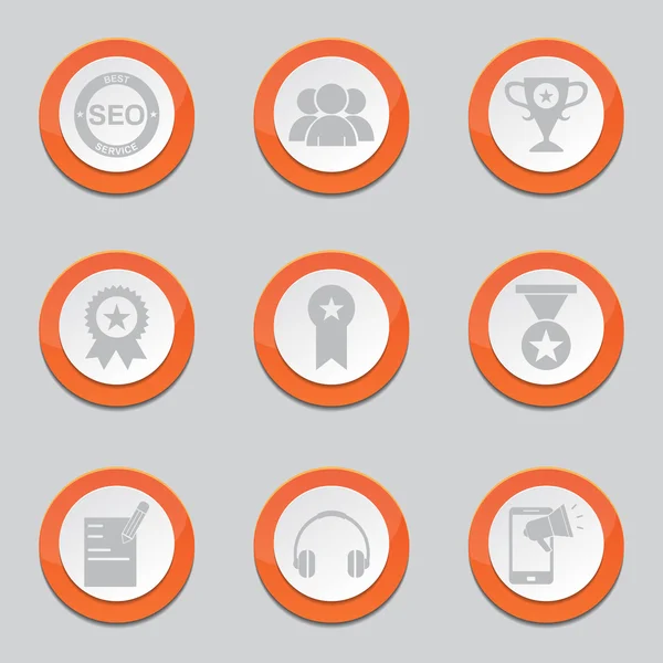 SEO Internet Sign Orange Button Icons — Stock Vector