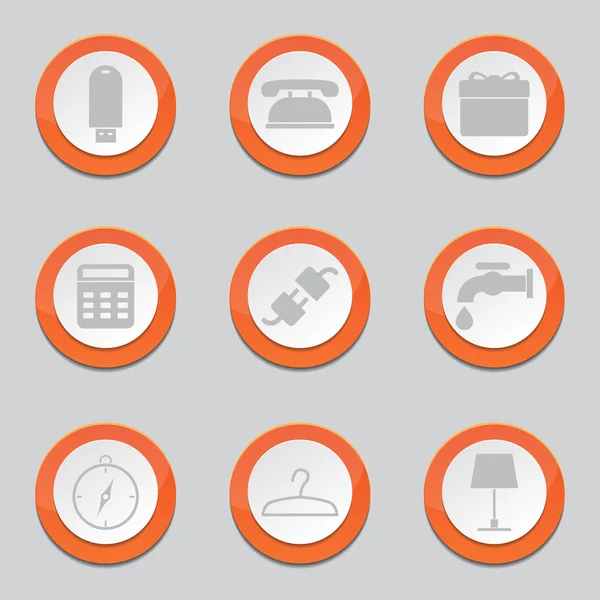 Оранжевая кнопка иконы дома — стоковый вектор