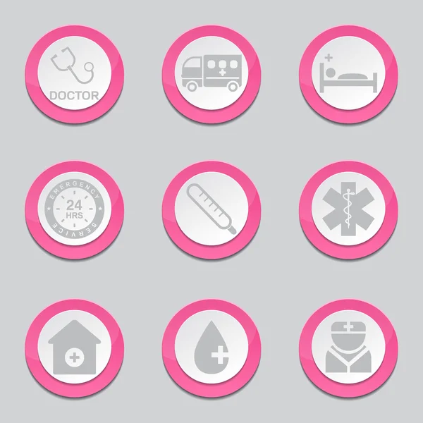 Szpital zdrowie różowy ikony — Wektor stockowy