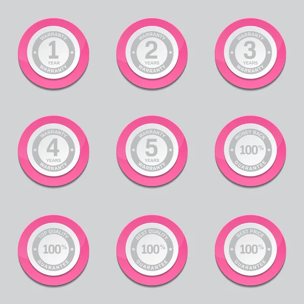Garantie garantie Seal roze knoppictogrammen — Stockvector