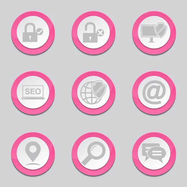 SEO Internet Sign Pink Button Icons — Stock Vector