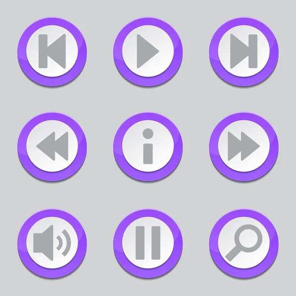 Мультимедийный контроллер Violet Button Icons — стоковый вектор