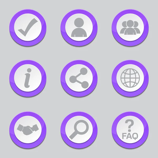 Иконки фиолетовых кнопок Интернета — стоковый вектор