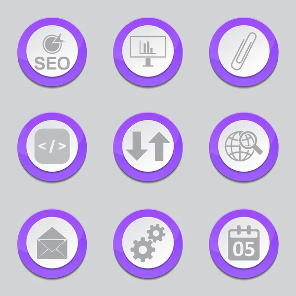 SEO Internet Sign Violet Button Icons — Stock Vector