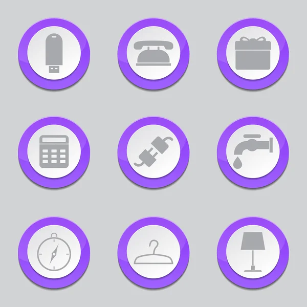 House Equipments Violet Button Icons — Stock Vector