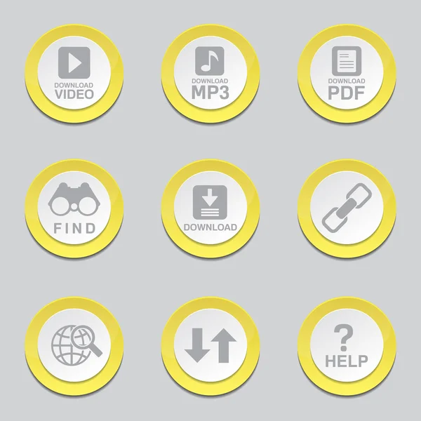Multimedya Web Internet sarı düğme simgeleri — Stok Vektör