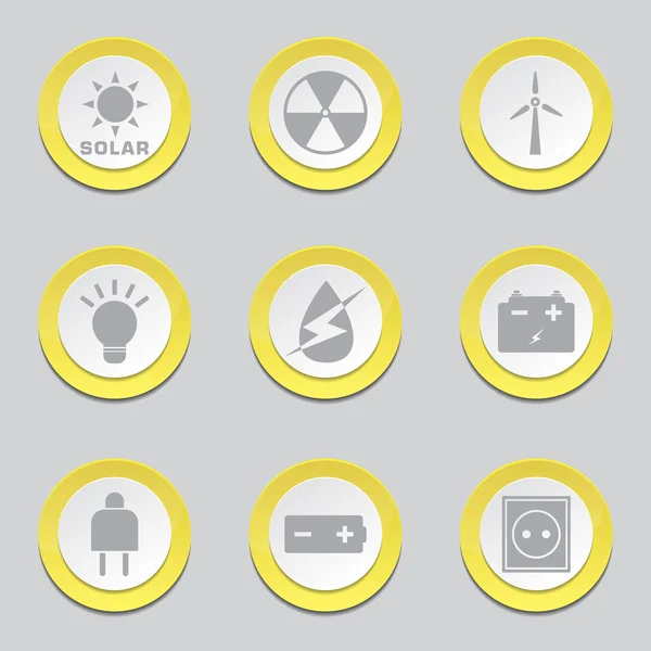 Energie teken en symbool gele pictogrammen — Stockvector