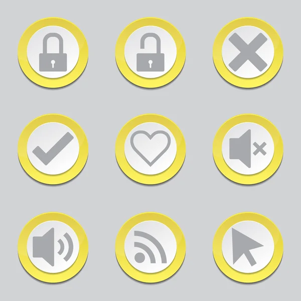 Teken SEO Internet gele Button Icons — Stockvector