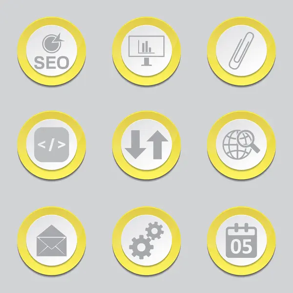 SEO Internet Sign Yellow Button Icons — Stock Vector