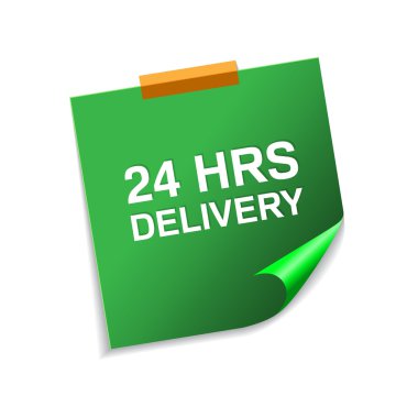 Yeşil yapışkan notlar vektör simgesi tasarım 24 saat hizmet