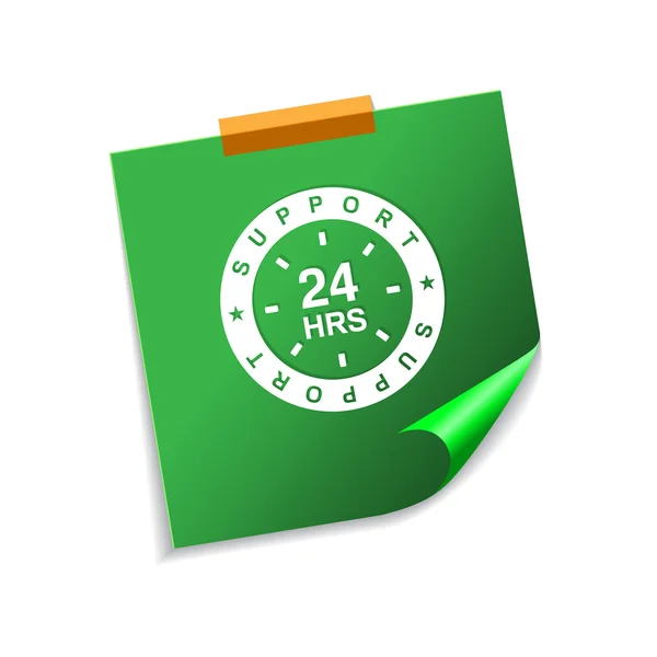 24 ore di supporto verde appiccicoso Note vettoriale Icona Design — Vettoriale Stock