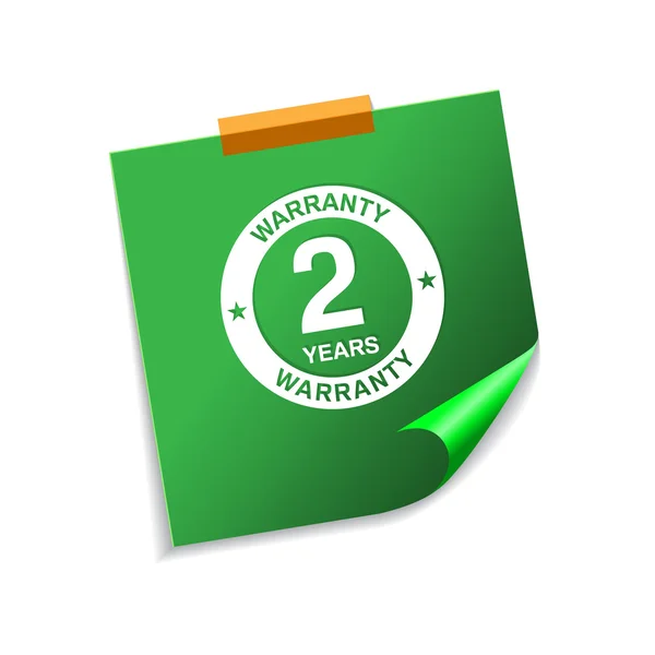 2 ans de garantie Vert Sticky Notes Vector Icon Design — Image vectorielle