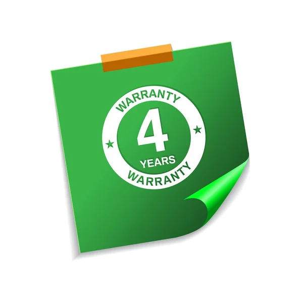 4 ans de garantie Vert Sticky Notes Vector Icon Design — Image vectorielle