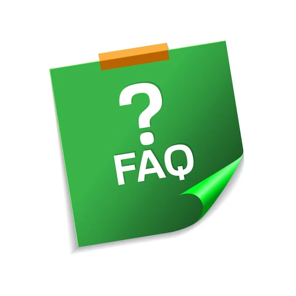 FAQ Green Sticky Notes Vector Icon Design — Stock Vector