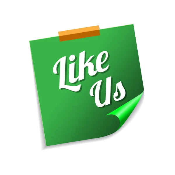 Like Us Green Sticky Notes Vector Icon Design — Stock Vector