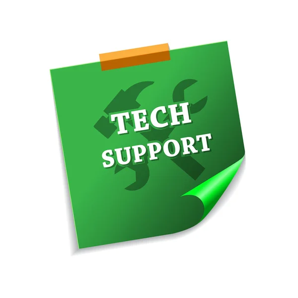Tech Support Green Sticky Notes — Stock Vector