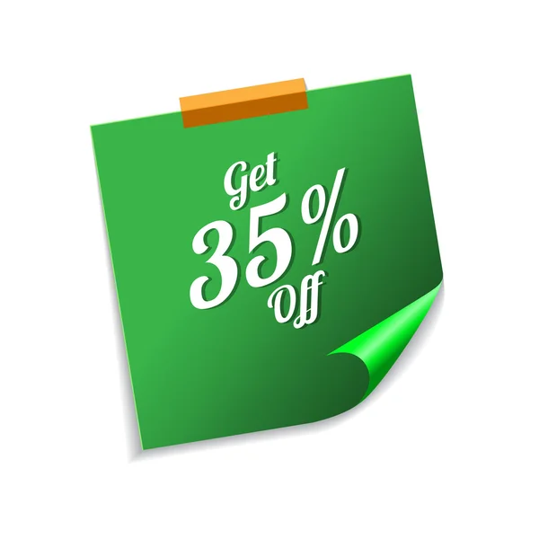 Získat 35 procent zelené Sticky Notes — Stockový vektor