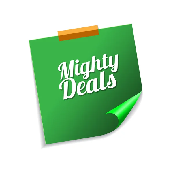 Mighty Deals Green Sticky Notes — Stock Vector