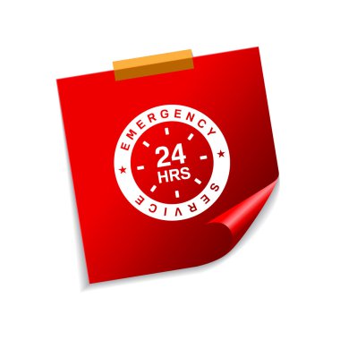 24 Saat Acil hizmet kırmızı yapışkan notlar