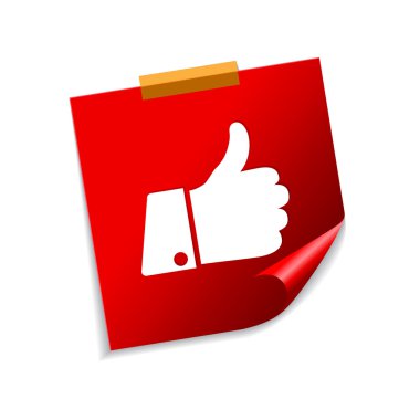Başparmak yukarıya kırmızı yapışkan notlar