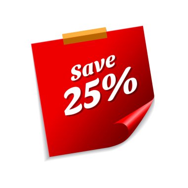 25 yüzde kırmızı yapışkan notlar kaydetmek