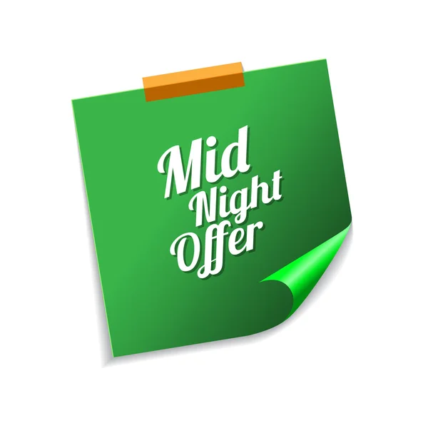 Midnight Offer Green Sticky Notes — Stock Vector