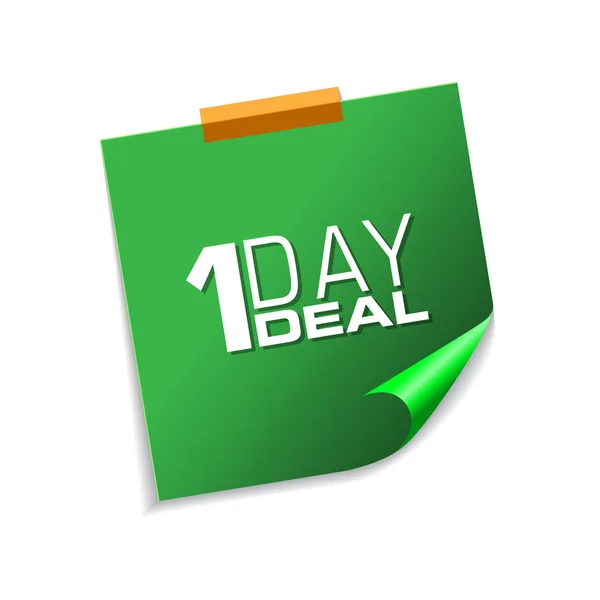 1 Day Deal Green Sticky Notes — Stock Vector