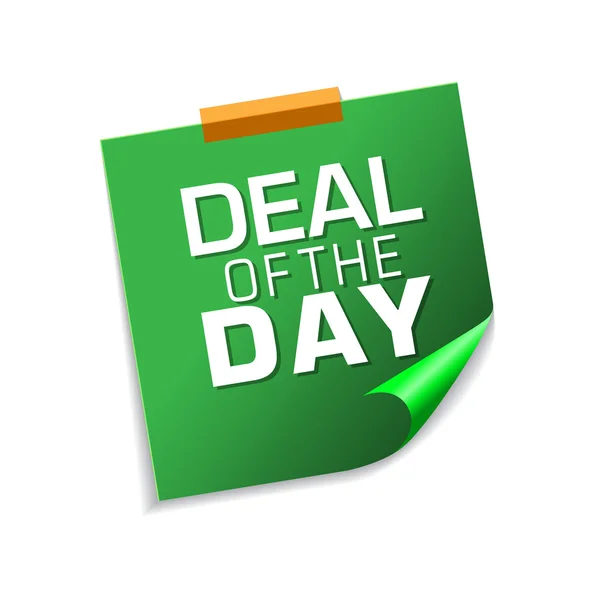 Deal Of The Day Green Sticky Notes — Stock Vector