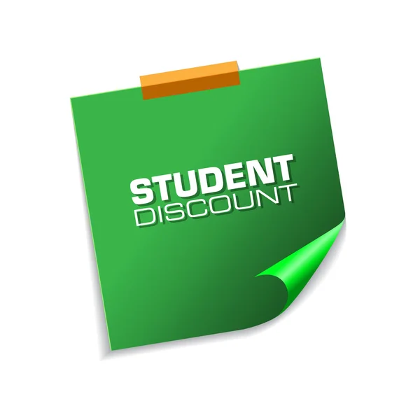 Descuento de Estudiante Verde Notas Pegajosas — Vector de stock