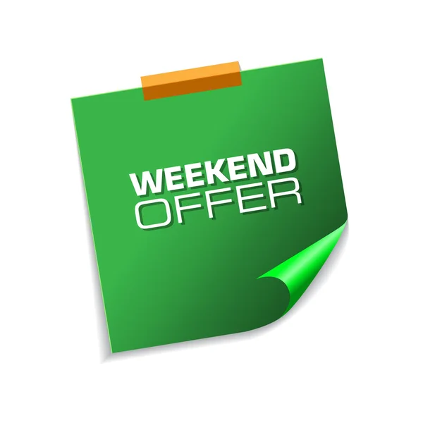 Weekend Offer Green Sticky Notes — Stock Vector