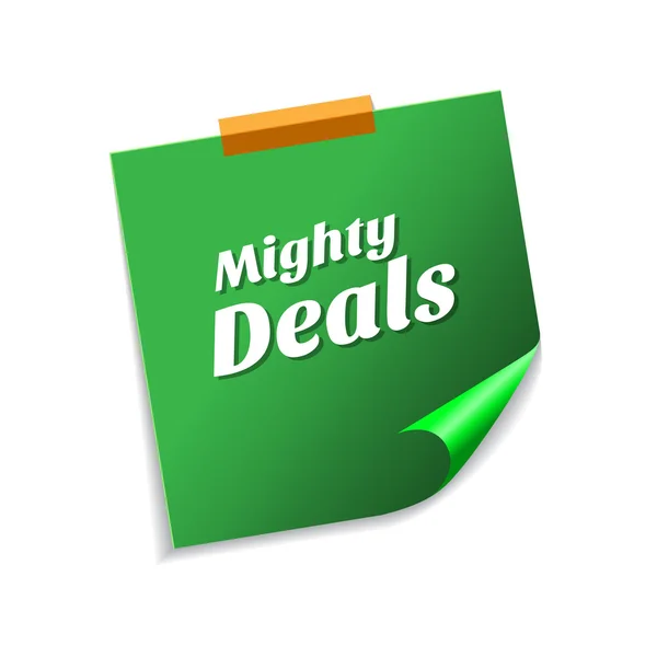 Mighty Deals Green Sticky Notes — Stock Vector