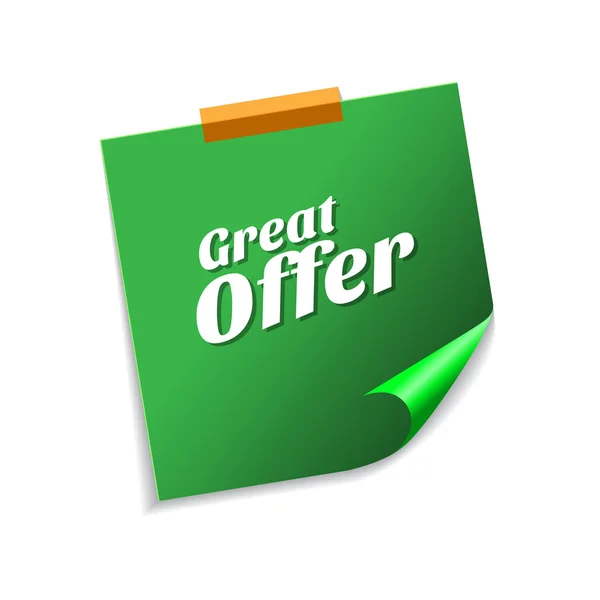 Great Offer Green Sticky Notes — Stock Vector