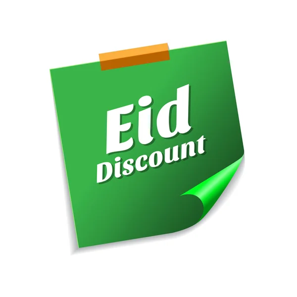 Eid Discount grüne Haftnotizen — Stockvektor