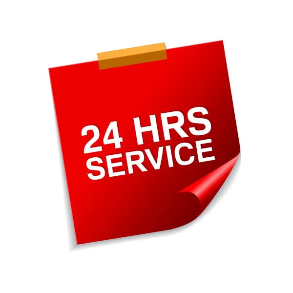 24 horas de servicio notas adhesivas rojas — Vector de stock