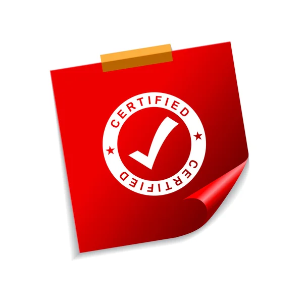 Certyfikowane czerwony karteczki — Wektor stockowy