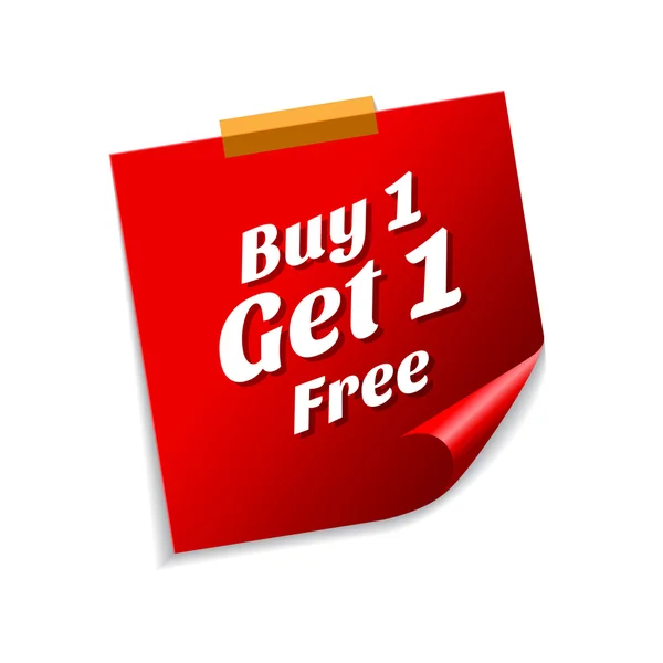 Acquista 1 ricevi 1 note adesive rosse gratuite — Vettoriale Stock