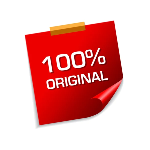 100 Percent Original Red Sticky Notes — Stock Vector