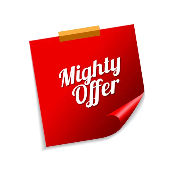 Mighty Offer Red Sticky Notes — Stock Vector