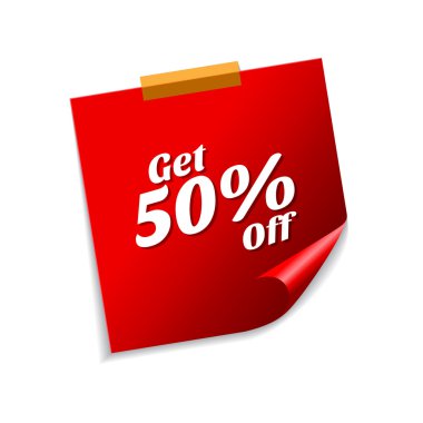 50 yüzde kırmızı yapışkan notlar almak