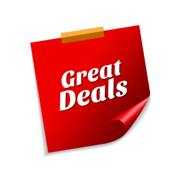 Great Deals czerwony karteczki — Wektor stockowy