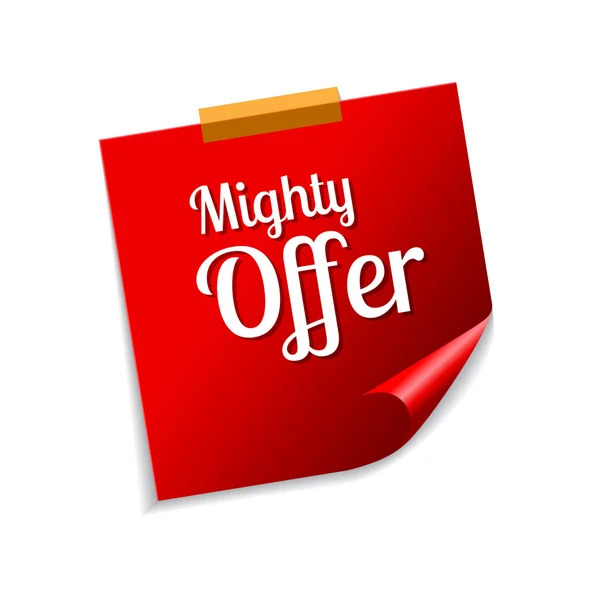 Mighty Offer Red Sticky Notes — Stock Vector