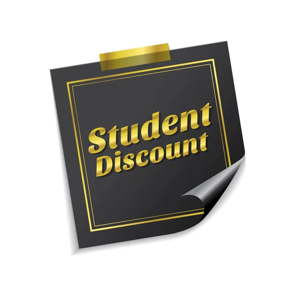 Student Discount Golden Sticky Note — Stock Vector