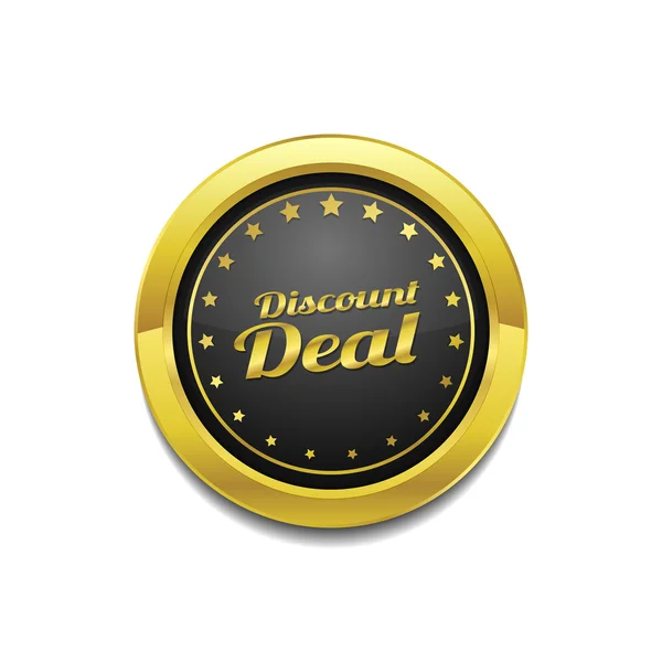 Discount Deal Golden Vector Icon Button — Stock Vector