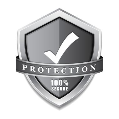Koruma yüzde 100 güvenli gümüş kalkan vektör simgesi tasarım