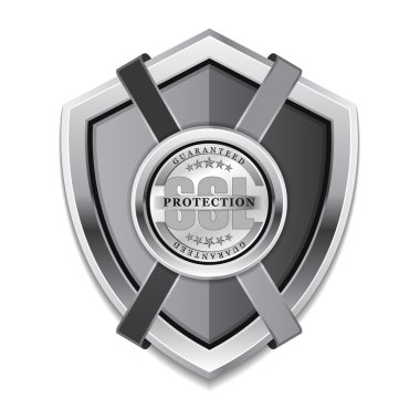 Gümüş kalkan vektör simgesi güvenli SSL koruması